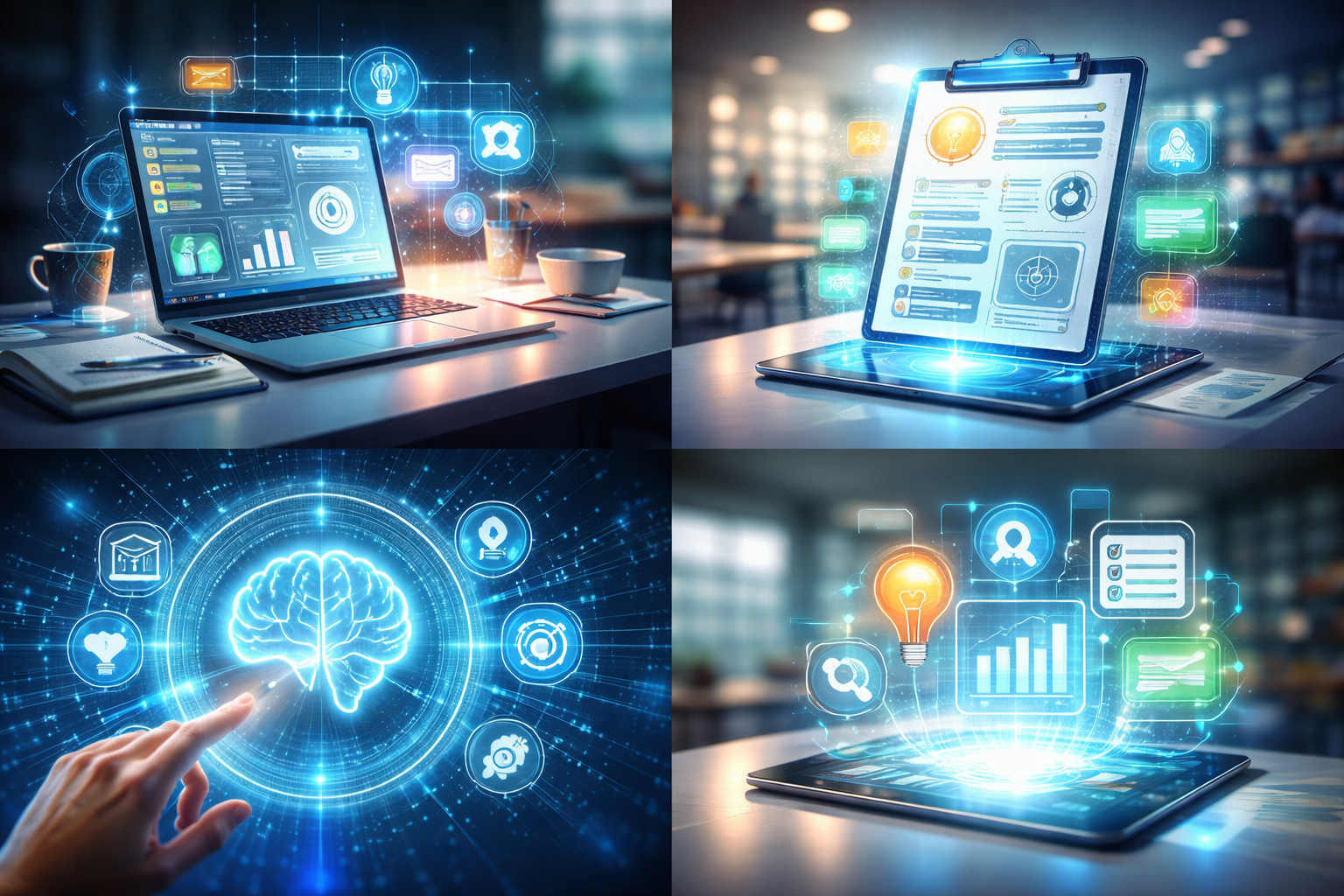 Futuristic education technology concept with AI-powered tools